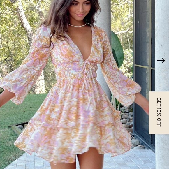 Sundae Muse Dresses & Skirts - Sundae Muse Evelina Floral Ruffle Romantic Fairy Corset Feminine Blouson Sleeve